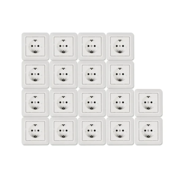 Schutzkontakt-Steckdose McPower "Cup" Einsteckschutz, 18er-Pack, inkl. Rahmen