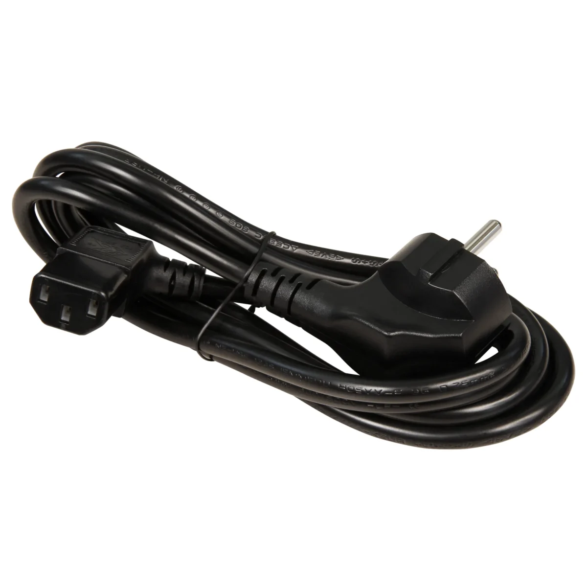 Kaltgeräte-Netzkabel Schutzk.-Winkelstecker Kaltgeräte-Kupplung, 2 m, 3x0,75 mm², schwarz – Bild 2