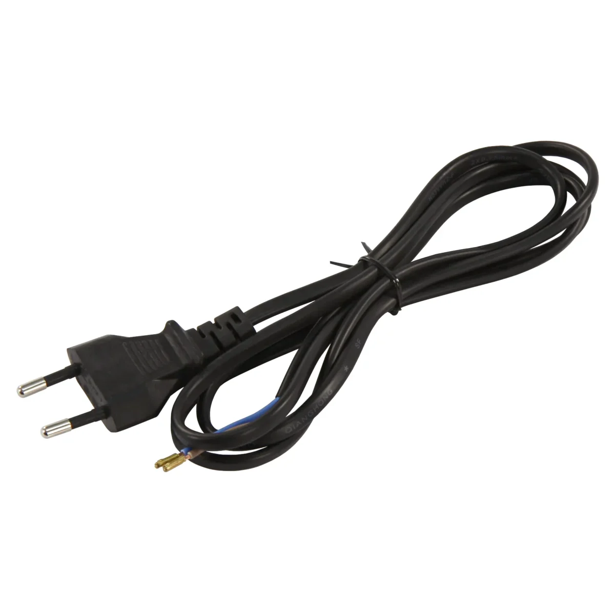 Euro-Netzkabel McPower mit blanken Enden Länge 1,5m, 2x0,75 mm², schwarz – Bild 2