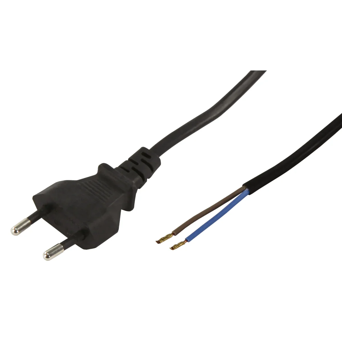 Euro-Netzkabel McPower mit blanken Enden Länge 2,5m, 2x0,75 mm², schwarz – Bild 1