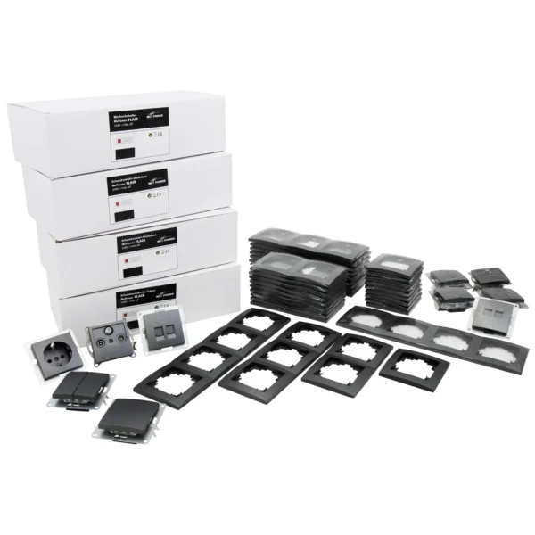 Schalter und Steckdosen Set McPower Flair "Megaset" 100-teilig, anthrazit