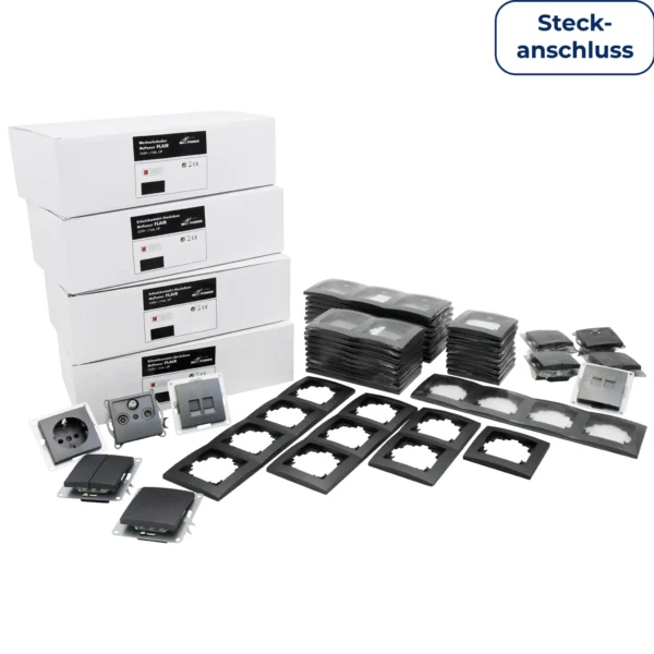 Schalter und Steckdosen Set McPower Flair "Megaset-Profi" 100-teilig, anthrazit, Steckanschluss