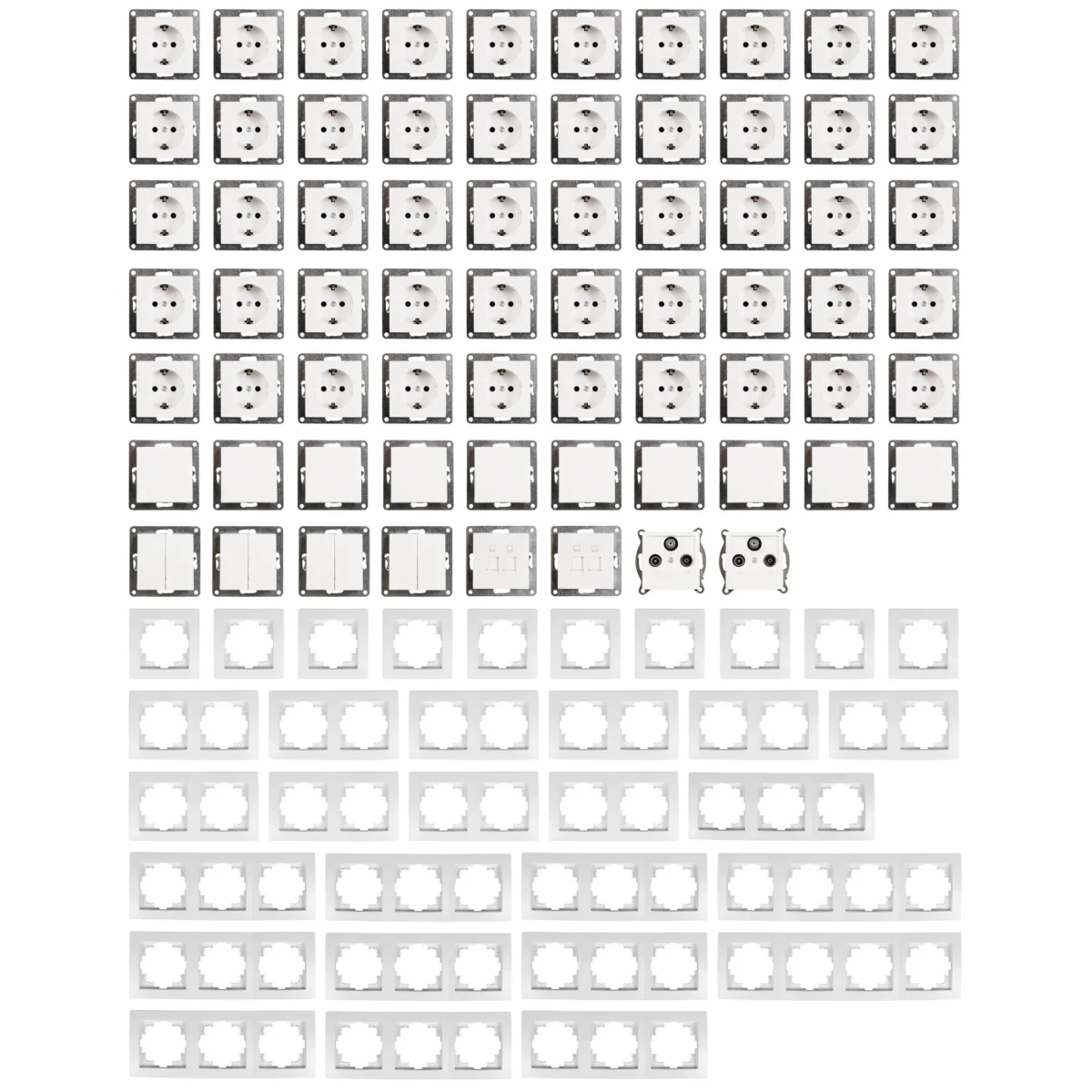 Schalter und Steckdosen Set McPower Flair "Megaset" 100-teilig, weiß – Bild 3