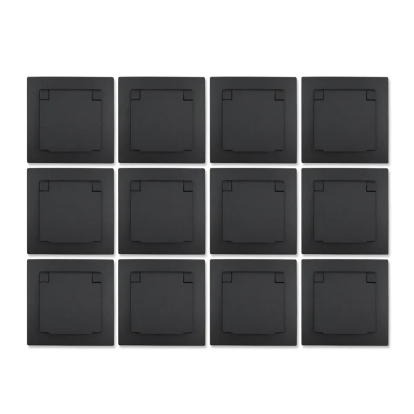 Schutzkontakt-Steckdose McPower "Flair", 250V~/16A, IP44, anthrazit, 12er-Pack