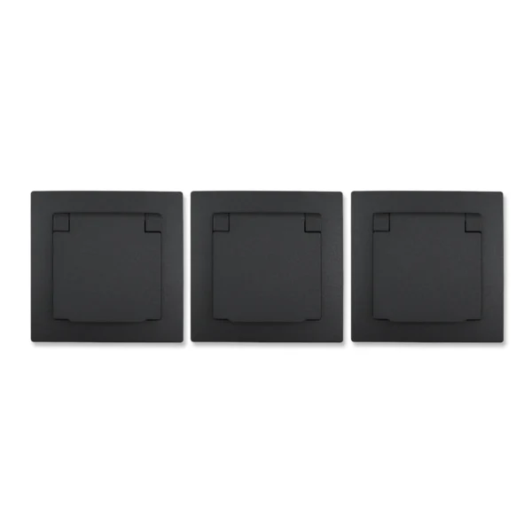 Schutzkontakt-Steckdose McPower "Flair", 250V~/16A, UP, IP44, anthrazit,3er-Pack