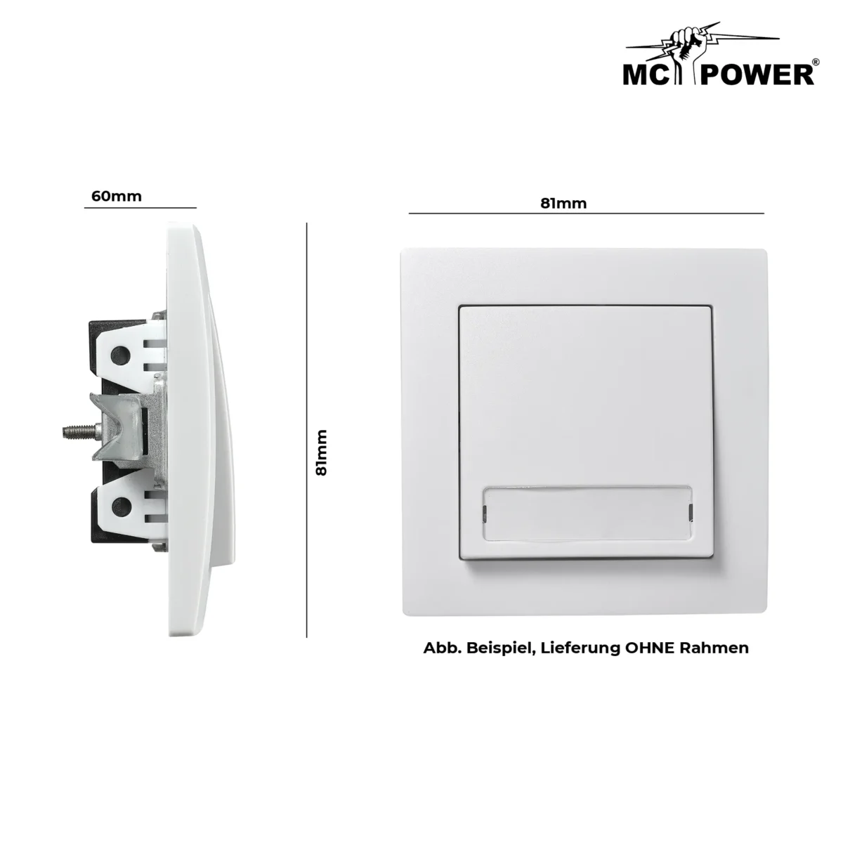 Taster McPower "Flair" mit Namensschild, 250V~/10A, UP, weiß – Bild 4