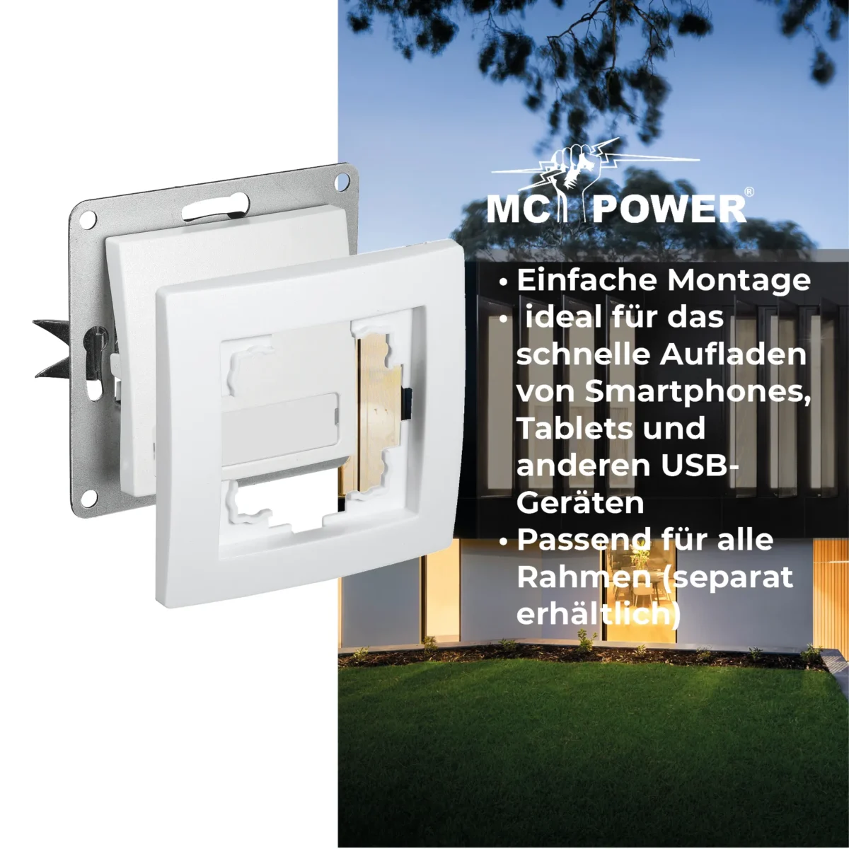 Taster McPower "Flair" mit Namensschild, 250V~/10A, UP, weiß – Bild 5