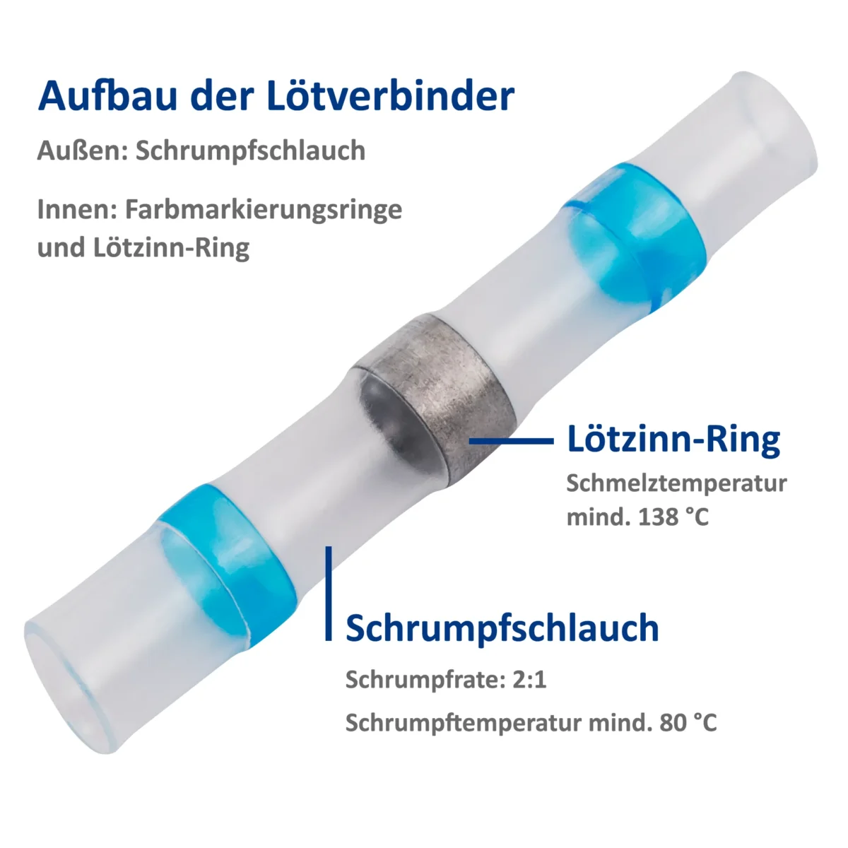 Lötverbinder McPower, Ø4,5mm - blaue Markierung, 1,5-2,5mm² Kabel, 20er-Pack – Bild 3