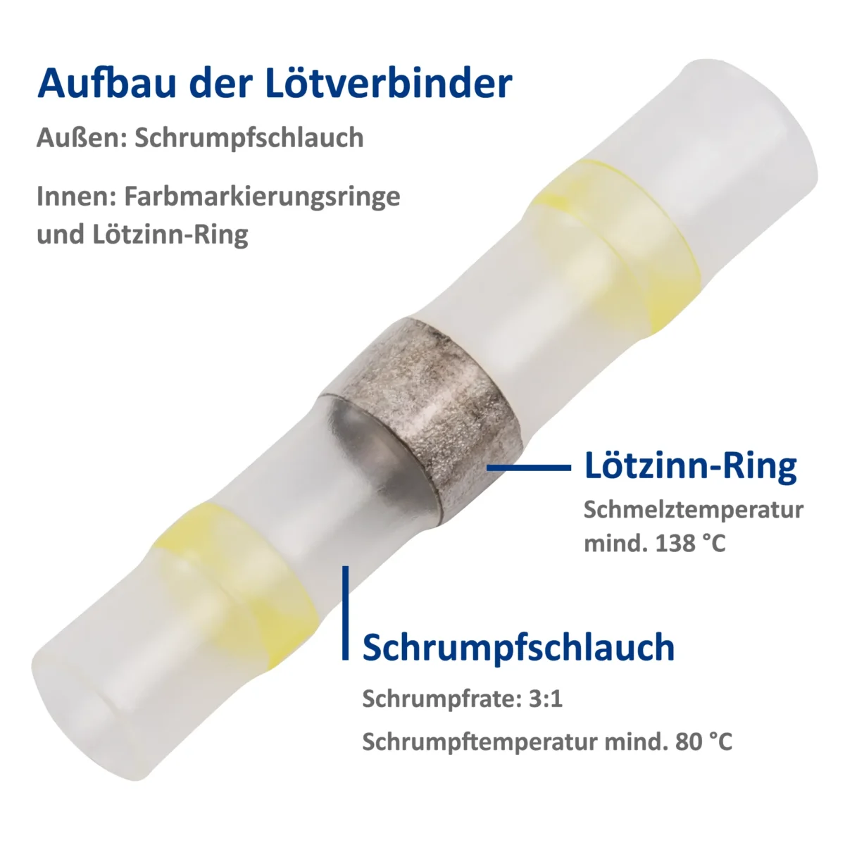Lötverbinder McPower, Ø6mm - gelbe Markierung, 4,0-6,0mm² Kabel, 10er-Pack – Bild 3