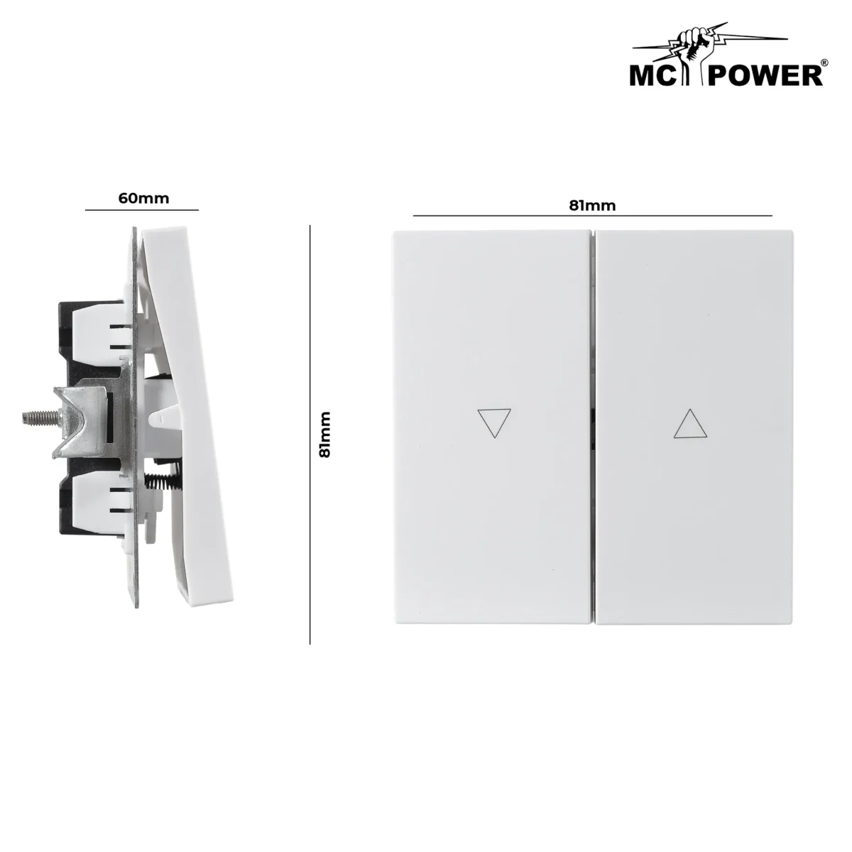 Jalousie-Taster McPower "Shallow" 250V~/10A, UP, Steckanschluss, weiß – Bild 3