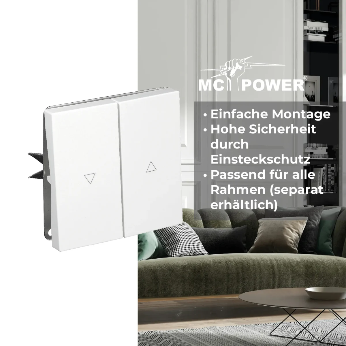 Jalousie-Taster McPower "Shallow" 250V~/10A, UP, Steckanschluss, weiß – Bild 4
