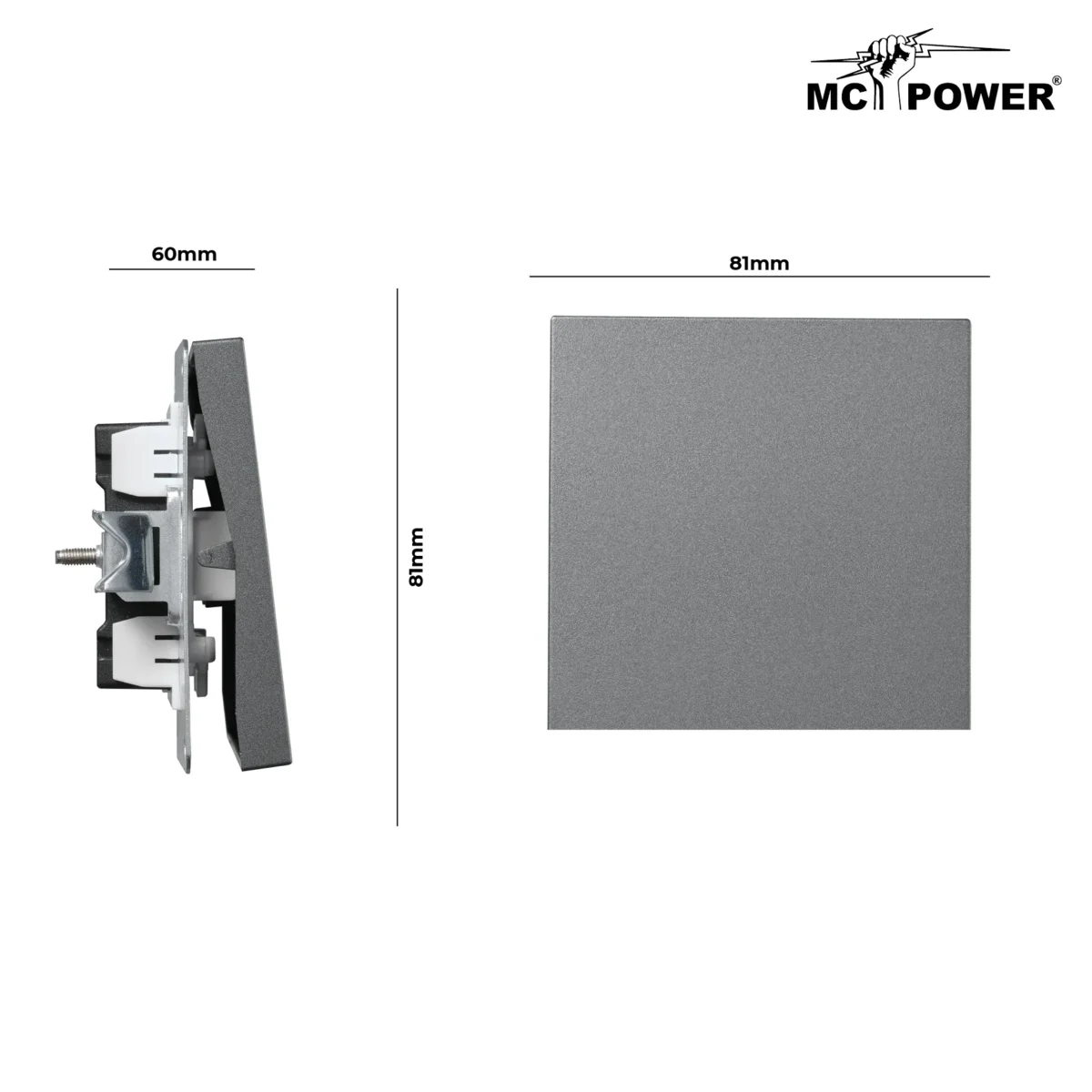 Wechselschalter McPower "Shallow" 250V~/10A, UP, Steckanschluss, anthrazit – Bild 3