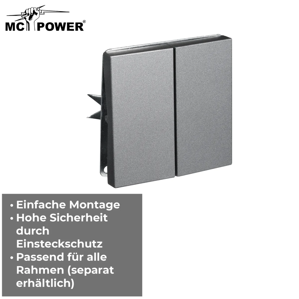 Serien-Schalter McPower "Shallow" 2-fach, 250V~/10A, Steckanschluss, anthrazit – Bild 4