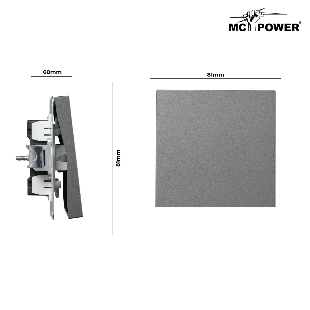 Kreuzschalter McPower "Shallow" 250V~/10A, UP, Steckanschluss, anthrazit – Bild 3