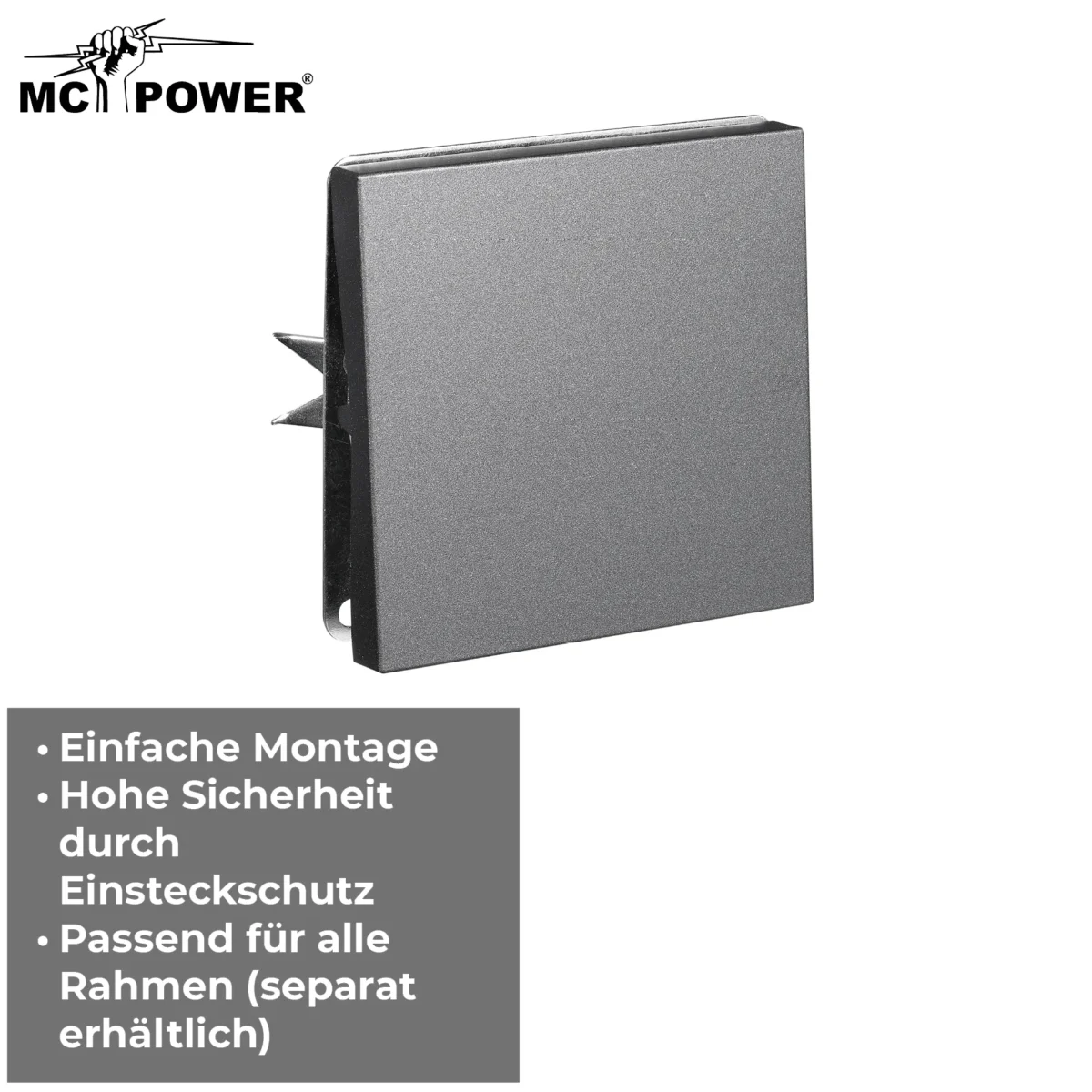 Kreuzschalter McPower "Shallow" 250V~/10A, UP, Steckanschluss, anthrazit – Bild 4