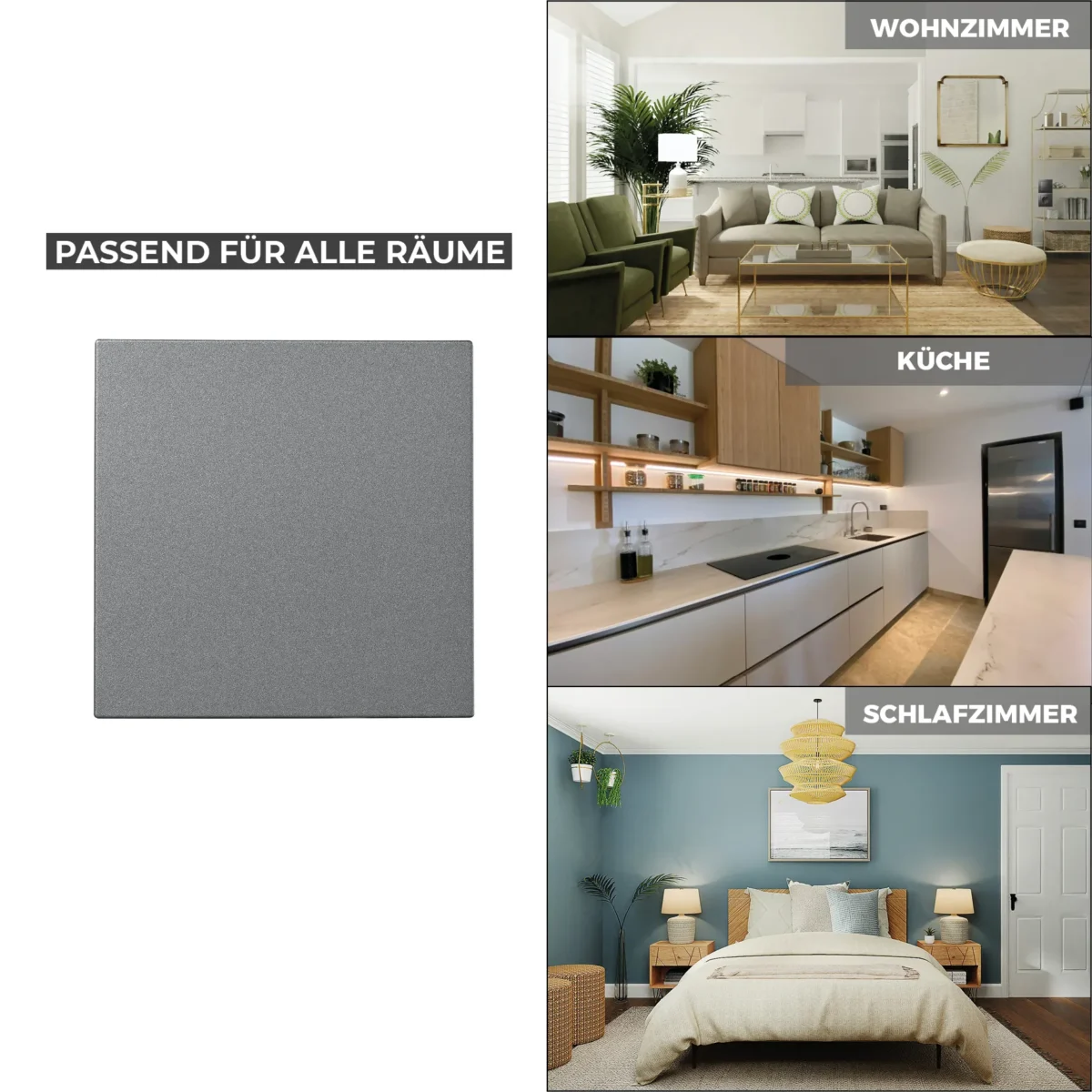 Kreuzschalter McPower "Shallow" 250V~/10A, UP, Steckanschluss, anthrazit – Bild 5