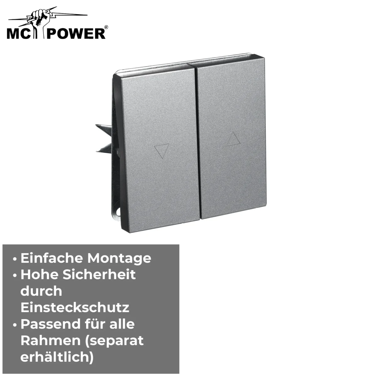 Jalousie-Taster McPower "Shallow" 250V~/10A, UP, Steckanschluss, anthrazit – Bild 4