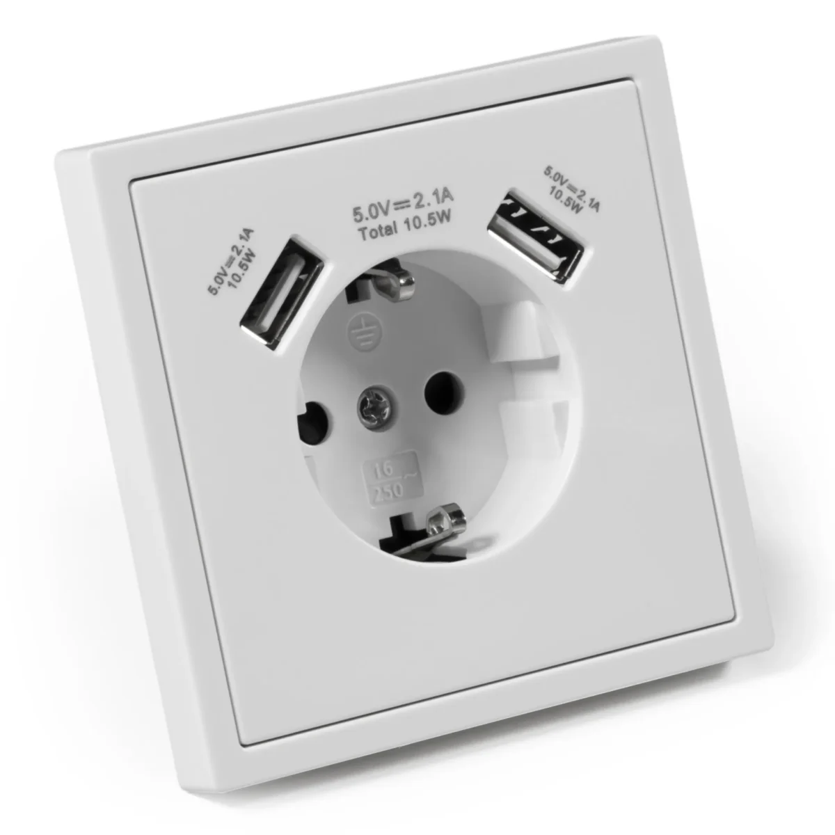 Schutzkontakt-Steckdose McPower "Shallow" 2xUSB-A - 5V/2,1A – Bild 1