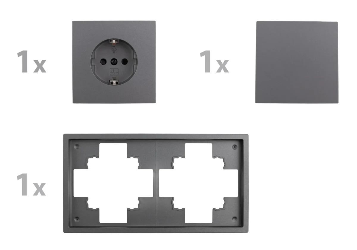 Schalter und Steckdosen Set McPower Shallow "Tür 2-fach Profi" 3-teilig, Steckanschluss – Bild 2