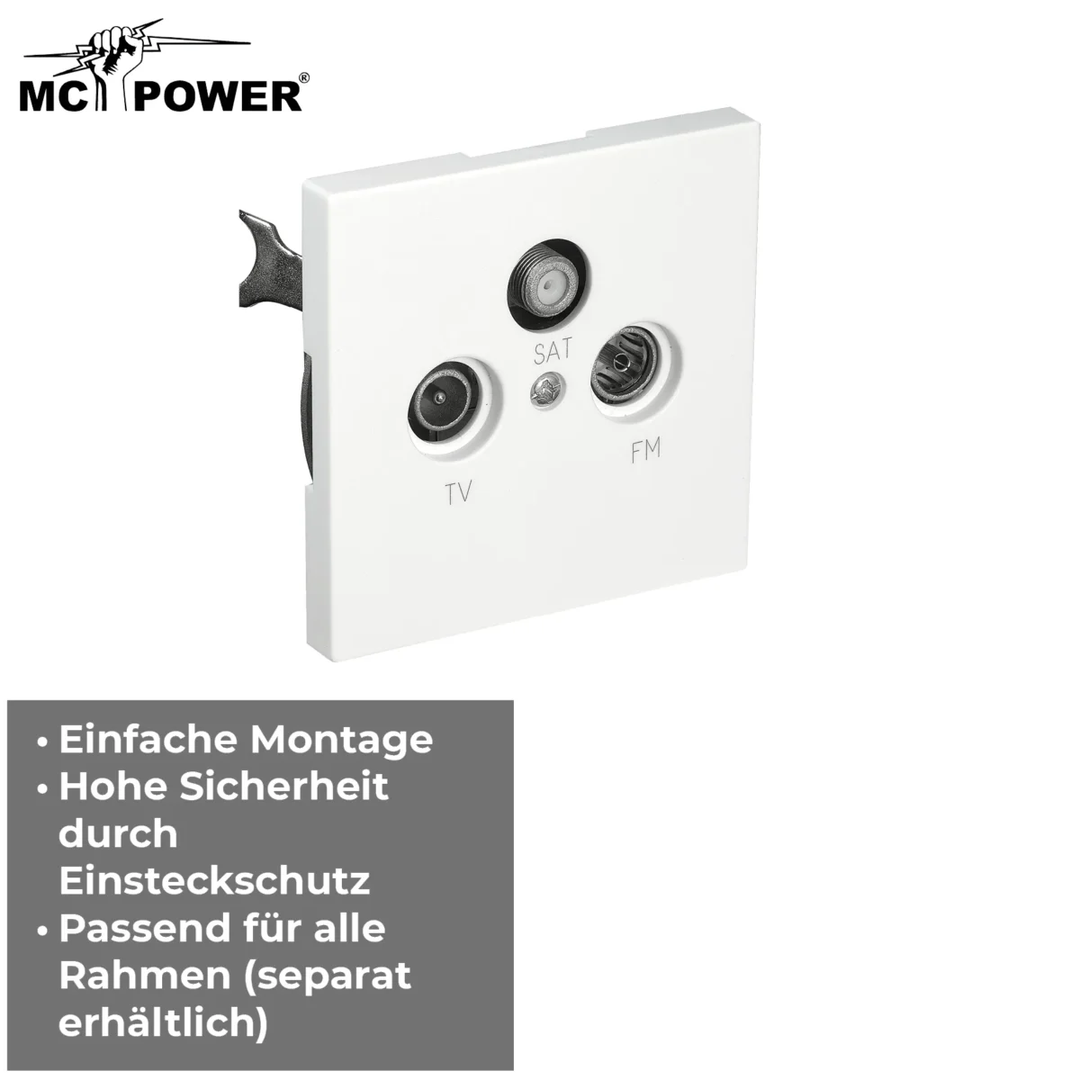 Antennendose McPower "Shallow" für TV, Radio und Sat, UP, weiß – Bild 4