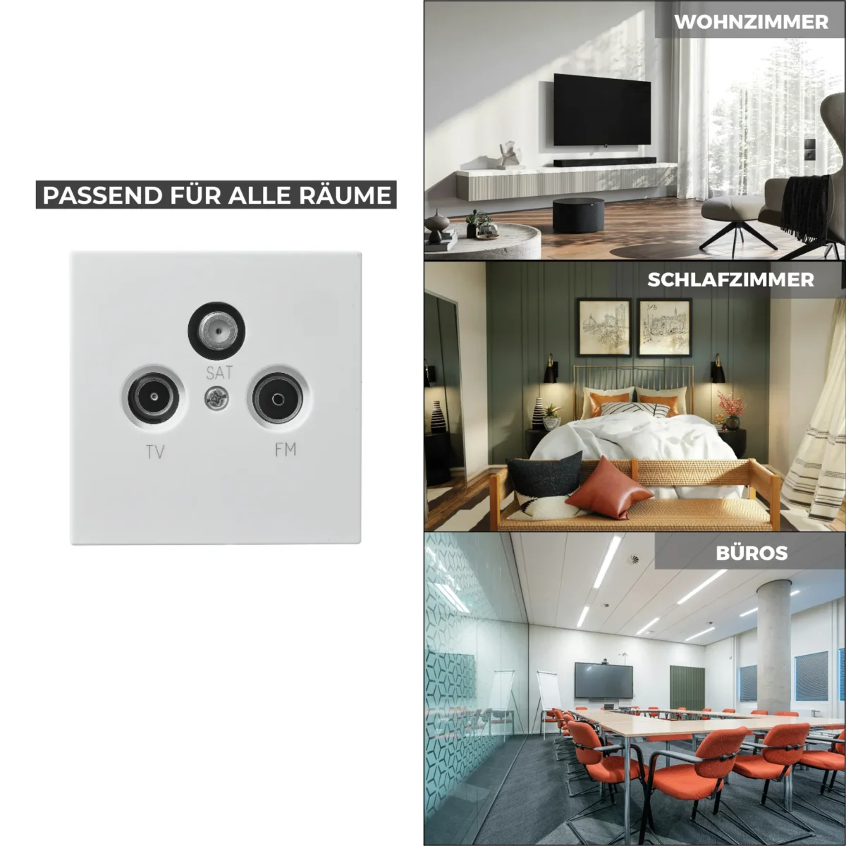Antennendose McPower "Shallow" für TV, Radio und Sat, UP, weiß – Bild 5