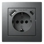 Schutzkontakt-Steckdose McPower "Flair" 1x USB-C 18W PD, 1x USB-A, anthrazit