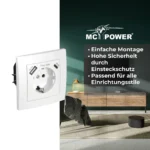 Schutzkontakt-Steckdose McPower "Flair" 1x USB-C 18W PD, 1x USB-A, weiß – Bild 3