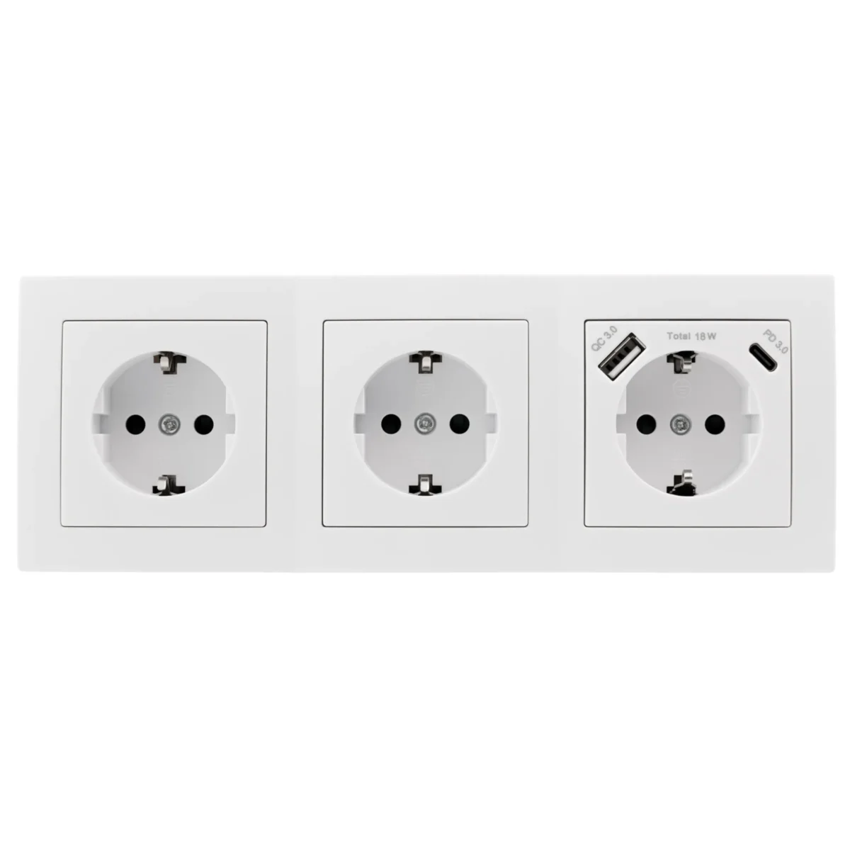 Steckdosenblock McPower "Flair" weiß, 3-fach Schutzkontakt + USB-C / USB-A – Bild 2