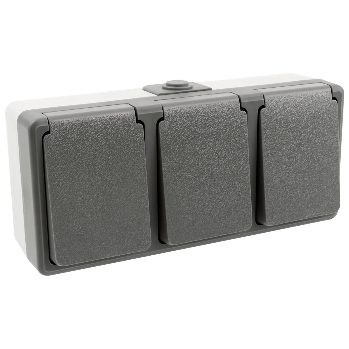 Feuchtraum Dreifach-Steckdose McPower "Secure", 250V~/16A, IP44, AP, grau – Bild 1
