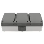 Feuchtraum Dreifach-Steckdose McPower "Secure", 250V~/16A, IP44, AP, grau – Bild 2
