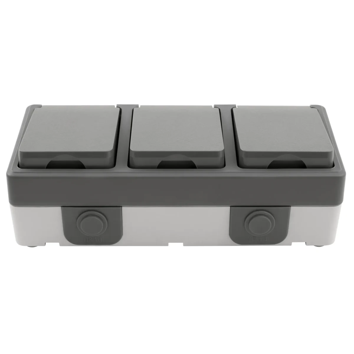 Feuchtraum Dreifach-Steckdose McPower "Secure", 250V~/16A, IP44, AP, grau – Bild 3