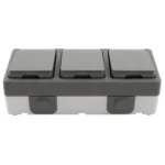 Feuchtraum Dreifach-Steckdose McPower "Secure", 250V~/16A, IP44, AP, grau – Bild 3