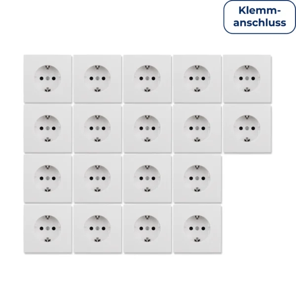 Schutzkontakt-Steckdose McPower "Shallow" 250V~/16A, Einsteckschutz, 18er-Pack, Steckanschluss
