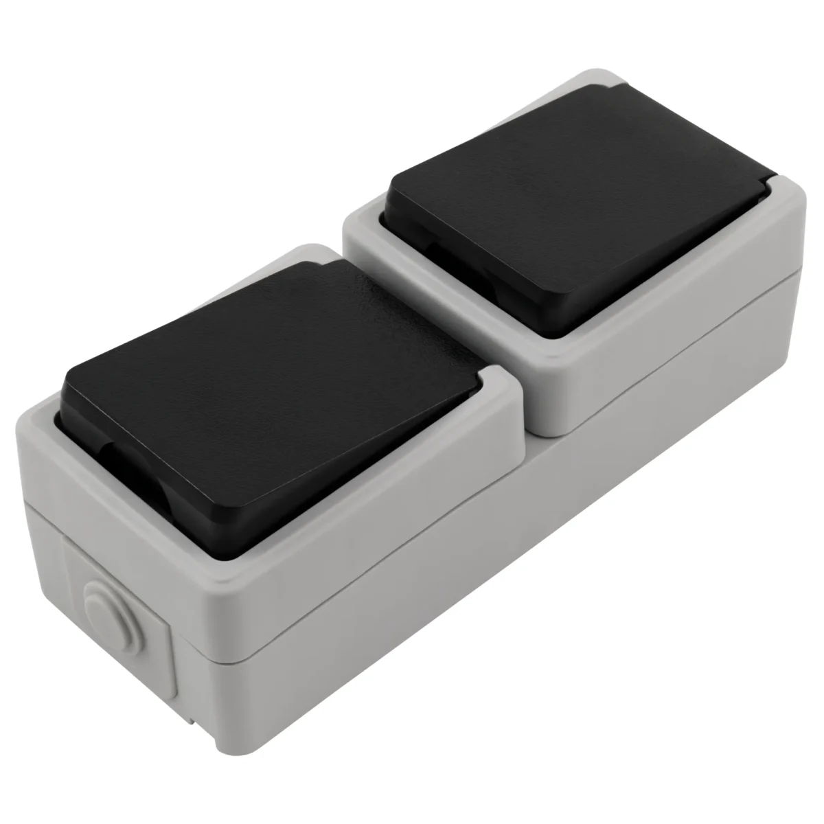 Feuchtraum Doppel-Steckdose McPower "Taff", 250V~/16A, IP44, AP, grau – Bild 2