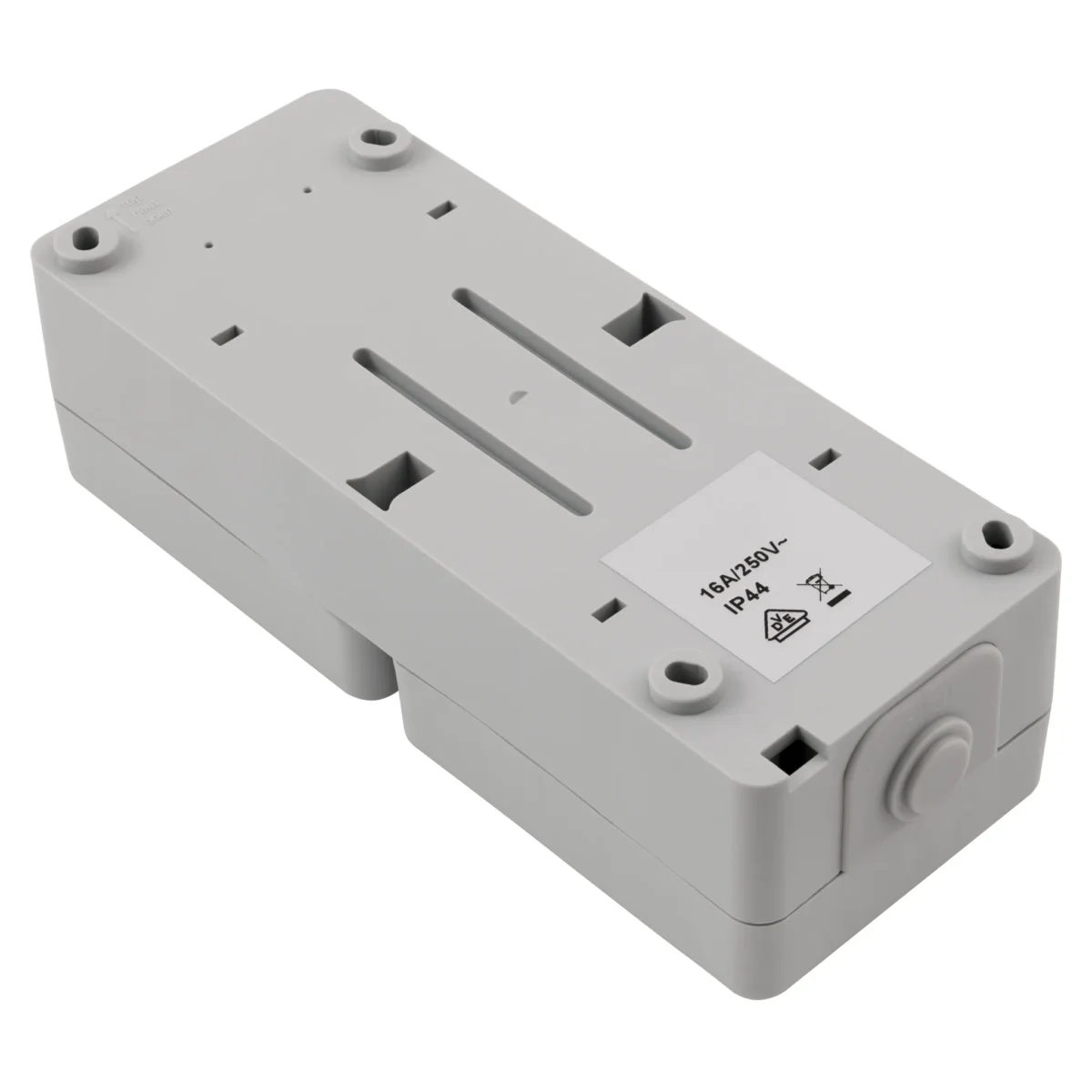 Feuchtraum Doppel-Steckdose McPower "Taff", 250V~/16A, IP44, AP, grau – Bild 3