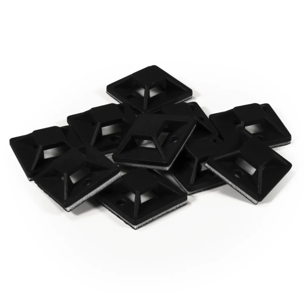 Kabelsockel McPower für Kabelbinder 20x20mm, schwarz, selbstklebend, 10er-Pack – Bild 1