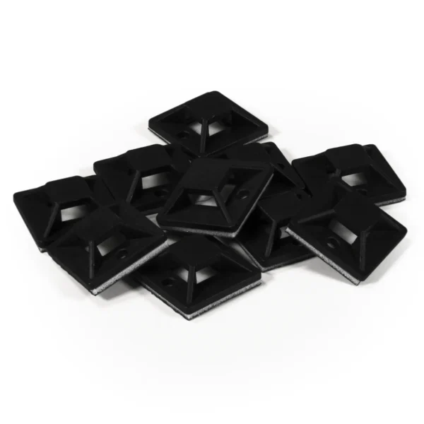 Kabelsockel McPower für Kabelbinder 20x20mm, schwarz, selbstklebend, 10er-Pack