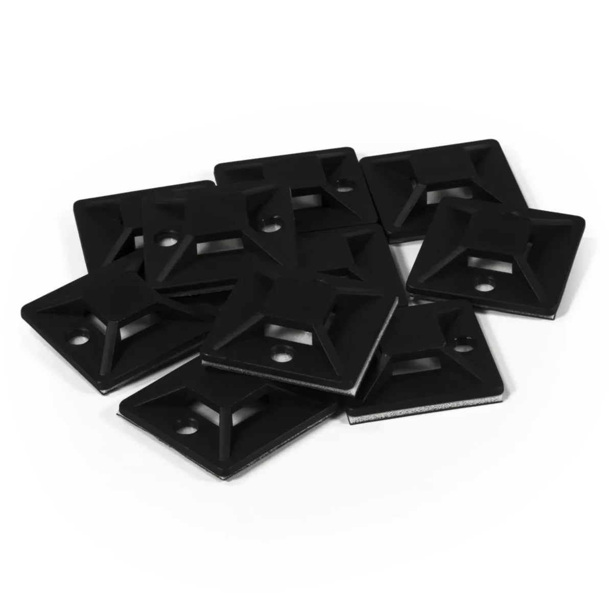 Kabelsockel McPower für Kabelbinder 30x30mm, schwarz, selbstklebend, 10er-Pack – Bild 1