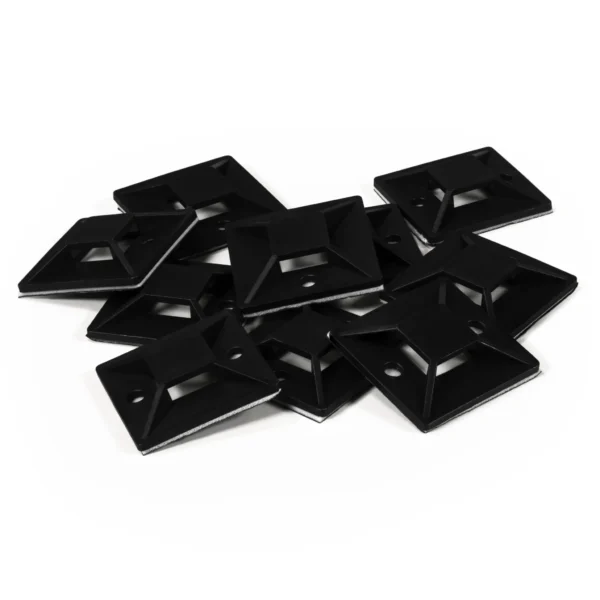 Kabelsockel McPower für Kabelbinder 40x40mm, schwarz, selbstklebend, 10er-Pack