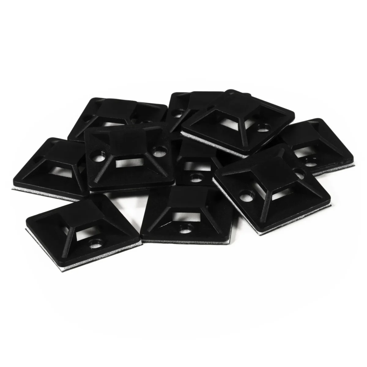 Kabelsockel McPower für Kabelbinder 25x25mm, schwarz, selbstklebend, 10er-Pack – Bild 1