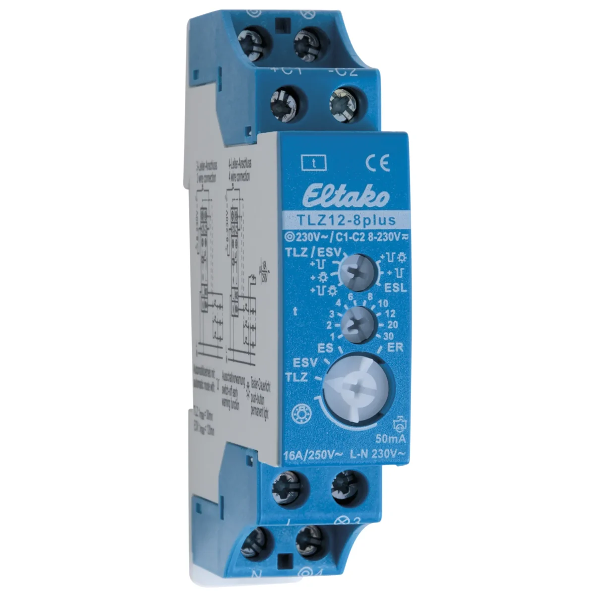 Treppenlicht-Zeitschalter Eltako TLZ12-8plus, 1 Schließer, 16A/250V AC, blau – Bild 1