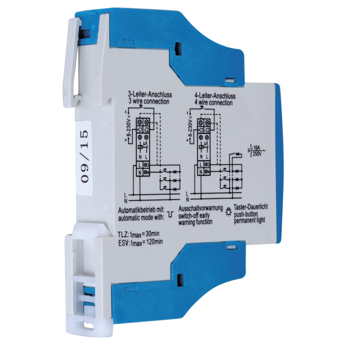 Treppenlicht-Zeitschalter Eltako TLZ12-8plus, 1 Schließer, 16A/250V AC, blau – Bild 2
