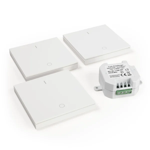 Funk-Schalter Set McPower "Comfort" Empfänger + 3x Wandtaster, max. 2300W