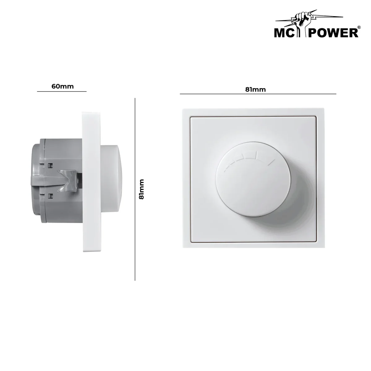 LED-Dimmer für elektronische Trafos McPower "Shallow" 250V~/300W, weiß – Bild 3