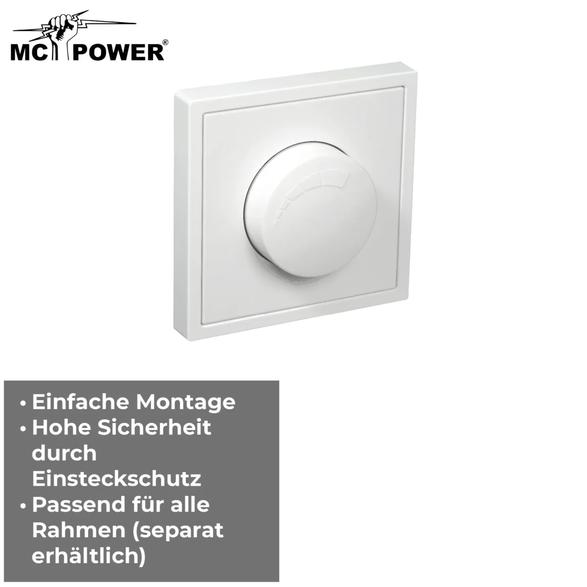 LED-Dimmer für elektronische Trafos McPower "Shallow" 250V~/300W, weiß – Bild 4