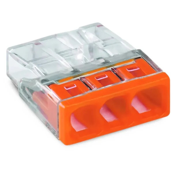 COMPACT-Verbindungsdosenklemme WAGO, eindrähtige Leiter, 3 Klemmstellen, orange