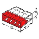 COMPACT-Verbindungsdosenklemme WAGO, eindrähtige Leiter, 4 Klemmstellen, rot – Bild 2