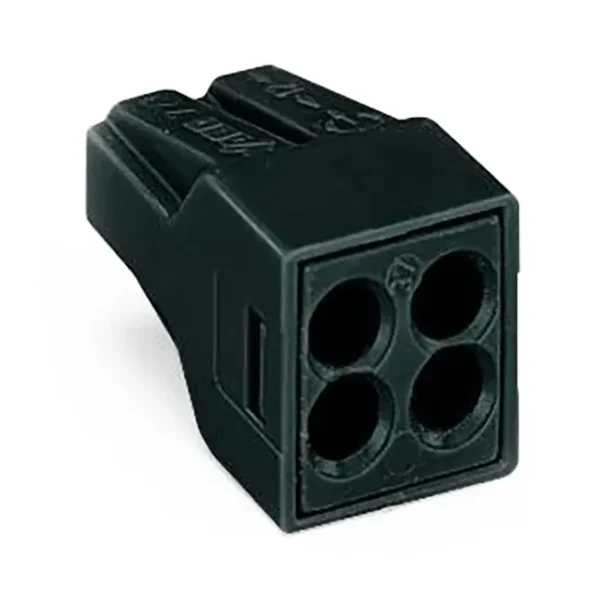 Verbindungsdosenklemme WAGO, ein- und mehrdrähtige Leiter,4 Klemmstellen,schwarz