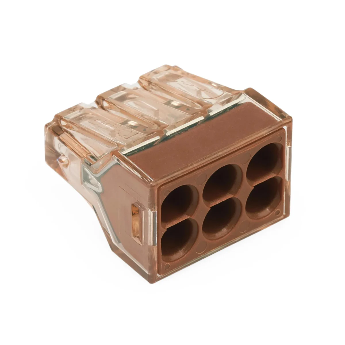 Verbindungsdosenklemme WAGO, eindrähtige Leiter, 6 Klemmstellen, max. 4mm²,braun – Bild 1