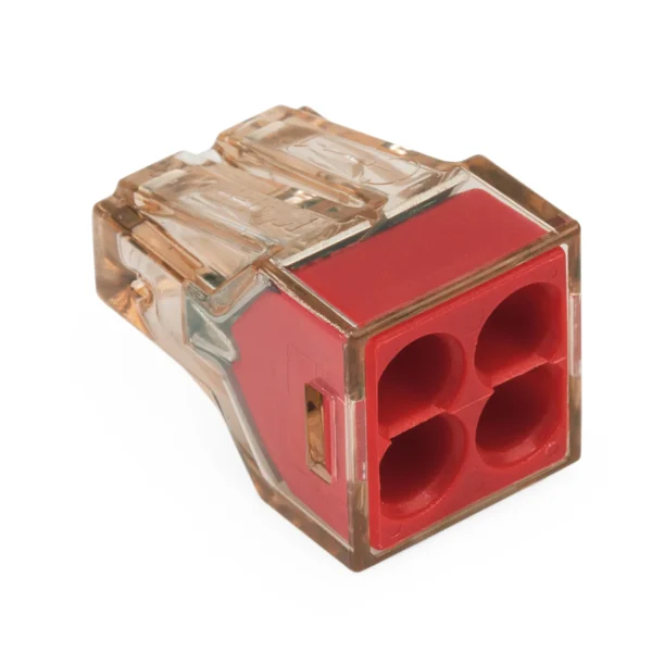 Verbindungsdosenklemme WAGO, eindrähtige Leiter, 4 Klemmstellen, max. 4mm², rot